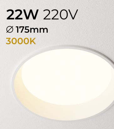 Faretto LED da Incasso recesso Bianco - 22W - Bianco Caldo 3000K