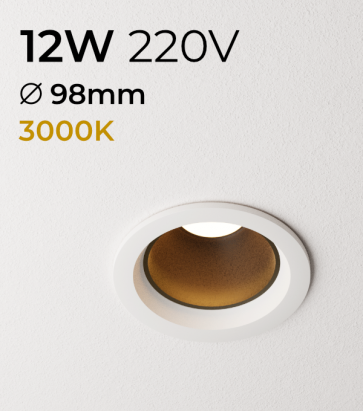Faretto LED da Incasso recesso Bianco - 12W - Bianco Caldo 3000K - Personalizzabile 