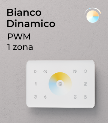 Controller Bianco Dinamico Touch da Parete PWM 20 Amp - per strisce LED - Bianco o Nero