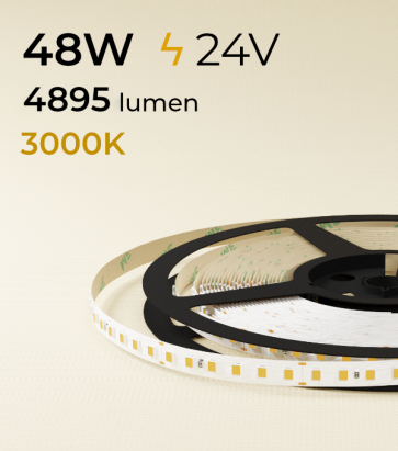 Striscia LED 2835 "ECO" - 24V - 5 Metri - 48W - SMD2835 120 LED/m - Bianco CALDO - 3000K 