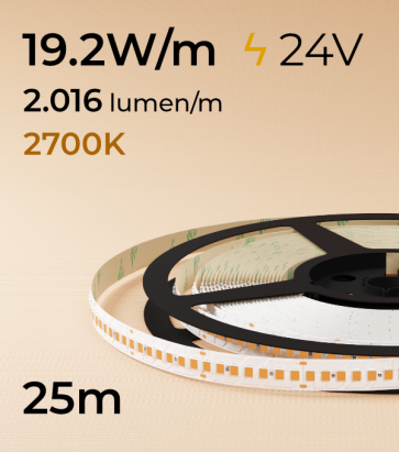 Bobina da 25m Striscia LED 2835 "ECO NEW" - 19,2W/m - SMD2835 210 LED/m - Luce Calda - 2700K