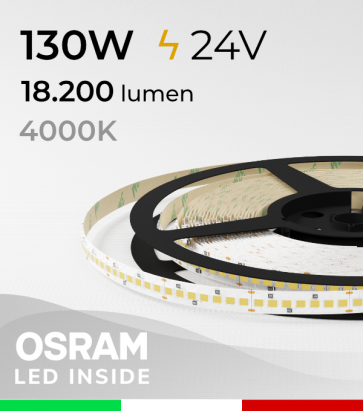 Striscia LED "PRO" Osram - 5 Metri - 130W -  210 LED/m SMD2835 - Bianco NATURALE 4000K