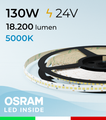Striscia LED "PRO" Osram - 5 Metri - 130W -  210 LED/m SMD2835 - Bianco FREDDO 5000K