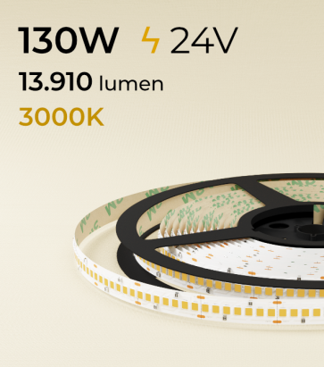 Striscia LED 2835 "ECO" - 5 Metri - 130W - SMD2835 238 LED/m - Bianco Caldo - 3000K - IP20
