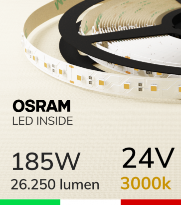Striscia LED 3030  “ELITE" - 5 Metri - 185W -  80 LED/m SMD3030 Osram - Bianco CALDO 3000K