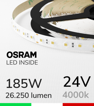Striscia LED 3030  “ELITE" - 5 Metri - 185W -  80 LED/m SMD3030 Osram - Bianco NATURALE 4000K