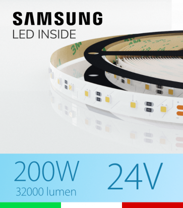 Striscia LED 3030  “ELITE" - 5 Metri - 200W -  80 LED/m SMD3030 Samsung - Bianco FREDDO 5000K