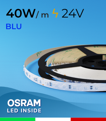 Striscia LED 3030  “COLOR" - 1 Metro - 40W/m -  80 LED/m SMD3030 Osram - BLU