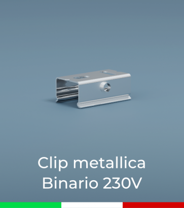 Clip metallica per fissaggio a soffitto per Binario Trifase - Colore acciaio