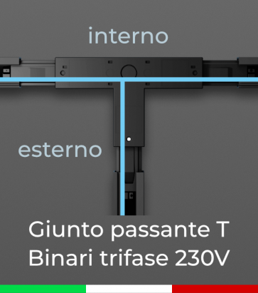 Giunto a T - Polarità esterna-interna per Binario Trifase 230V - Colore Bianco o Nero