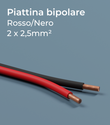 Cavo elettrico piattina bipolare rossonera 2 x 2,5mm² - al metro