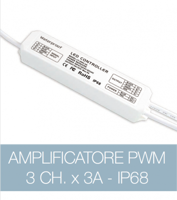 Amplificatore PWM 3Ch. x 3A  Impermeabile IP68