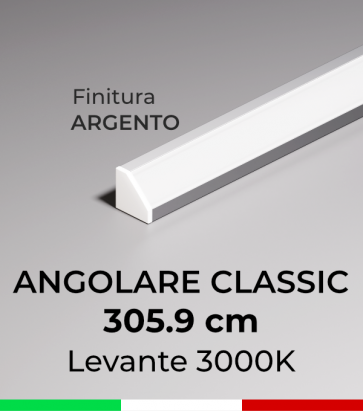 SUPER OFFERTA: Profilo LED Angolare - Anodizzato Argento - 305,9cm - Striscia LED LEVANTE 3000K 