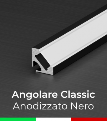 Profilo in Alluminio angolare a 45° Design Classic per Strisce LED - Anodizzato Nero