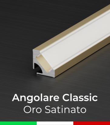 Profilo Angolare in Alluminio 45° Design Classic per Strisce LED -  Oro Satinato