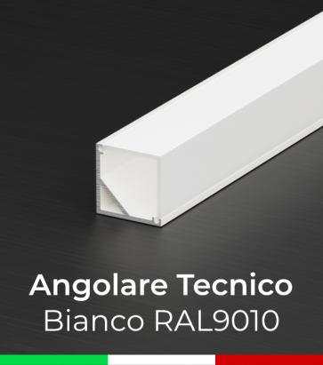 Profilo in alluminio angolare 45° Design Tecnico per Strisce LED - Verniciato BIANCO