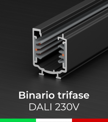 Binario Trifase 230V Nero - Compatibile DALI - Made in Italy 
