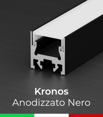 Profilo in Alluminio Piatto "Kronos" per Strisce LED - Anodizzato Nero