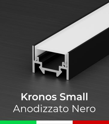 Profilo in Alluminio "Kronos Small" per Strisce LED - Anodizzato Nero
