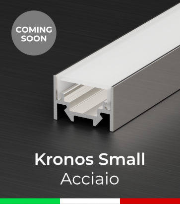 Profilo in Alluminio "Kronos Small" per Strisce LED - Acciao Lucido 