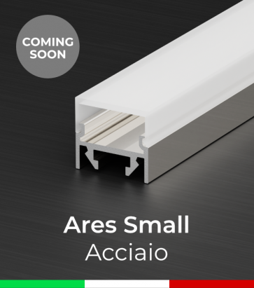 Profilo in Alluminio "Ares Small" per Strisce LED - Acciaio Lucido