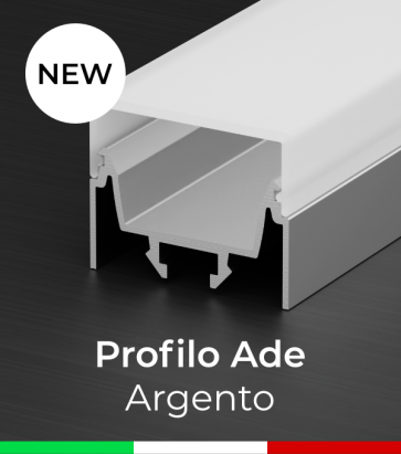 Profilo Piatto in Alluminio "Ade" per Strisce LED - Anodizzato Argento