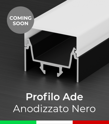 Profilo Piatto in Alluminio "Ade" per Strisce LED - Anodizzato Nero