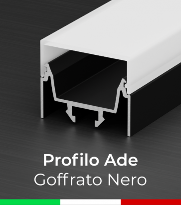 Profilo Piatto in Alluminio "Ade" per Strisce LED - Verniciato Nero RAL9005 Goffrato
