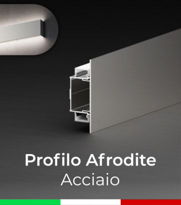 Profilo in Alluminio da Parete "Afrodite" per Strisce LED - Acciaio Lucido