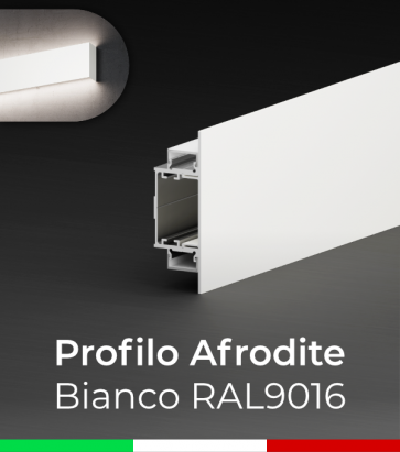Profilo in Alluminio da Parete "Afrodite" per Strisce LED - Verniciato Bianco RAL9016