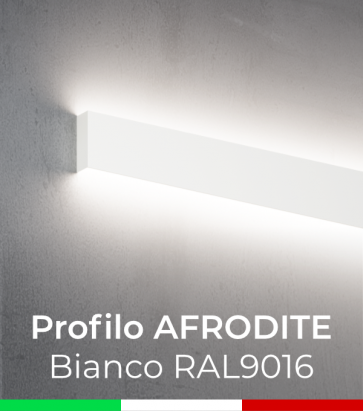 Profilo in Alluminio da Parete "Afrodite" per Strisce LED - Verniciato Bianco RAL9016 Goffrato