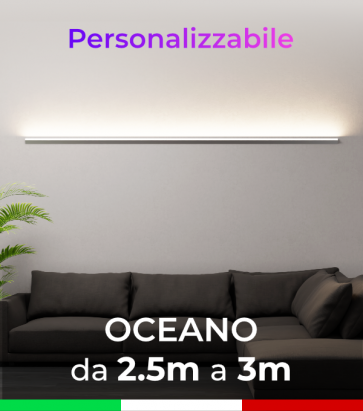 Lampada LED da parete Oceano - Da 250cm a 300cm - Personalizzabile - Dimmerabile - 24V