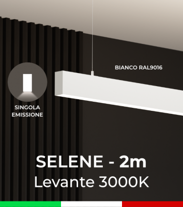 SUPER OFFERTA: Lampada LED SELENE - Verniciato Bianco  - 200cm - Striscia LED Levante 3000K