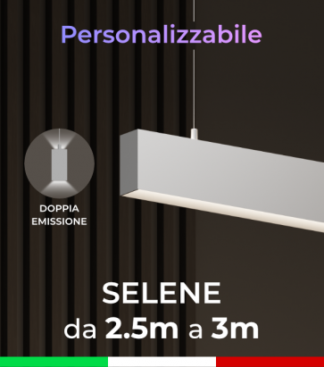 Lampada LED da Sospensione Selene - Doppia Emissione di Luce - Da 250cm a 300cm - Personalizzabile - Dimmerabile