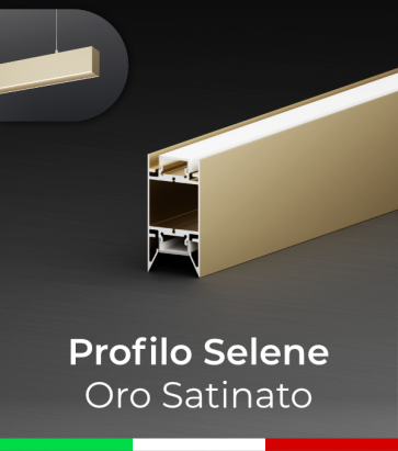 Profilo in Alluminio da Sospensione "Selene" per Strisce LED - Oro Satinato