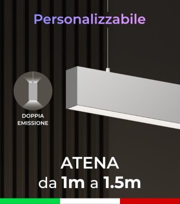 Lampada LED da sospensione Atena - Doppia Emissione di Luce - Da 100cm a 150cm - Personalizzabile - Dimmerabile