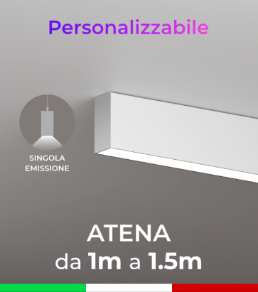 Lampada LED Atena - Singola Emissione di Luce - Da 100cm a 150cm - Personalizzabile - Dimmerabile