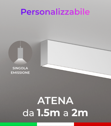 Lampada LED Atena - Singola Emissione di Luce - Da 150cm a 200cm - Personalizzabile - Dimmerabile