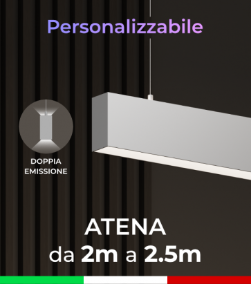 Lampada LED da sospensione Atena - Doppia Emissione di Luce - Da 200cm a 250cm - Personalizzabile - Dimmerabile