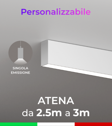 Lampada LED Atena - Singola Emissione di Luce - Da 250cm a 300cm - Personalizzabile - Dimmerabile