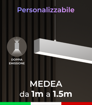 Lampada LED da sospensione Medea - Doppia Emissione di Luce - Da 100cm a 150cm - Personalizzabile - Dimmerabile