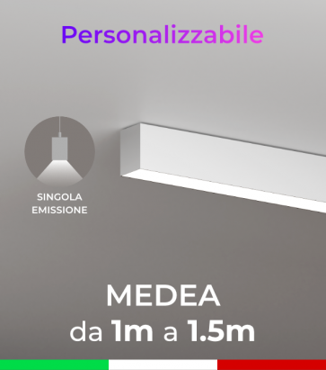 Lampada LED Medea - Singola Emissione di Luce - Da 100cm a 150cm - Personalizzabile - Dimmerabile