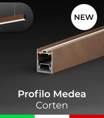 Profilo in Alluminio da Sospensione "Medea" per Strisce LED - Corten