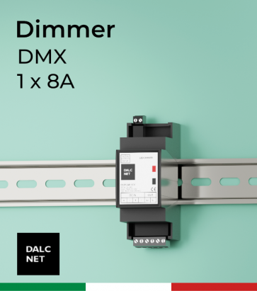 Dimmer DALCNET DLD1248-1CV-DMX - Barra DIN - 1 canale - 12/48V 