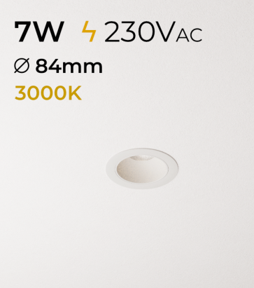 Faretto Tondo da incasso 7W - Colore Bianco - 3000K