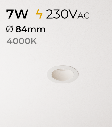 Faretto Tondo da incasso 7W - Colore Bianco - 4000K