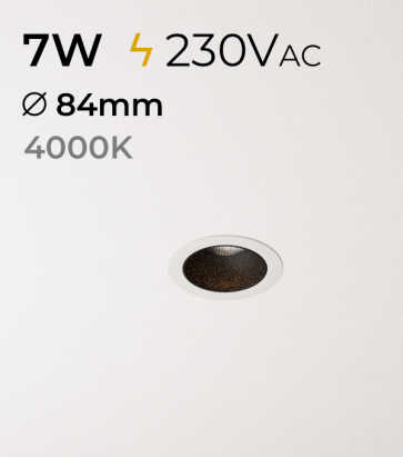 Faretto Tondo da incasso 7W - Colore Nero - 4000K