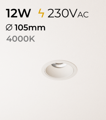 Faretto Tondo da incasso 12W - Colore Bianco - 4000K