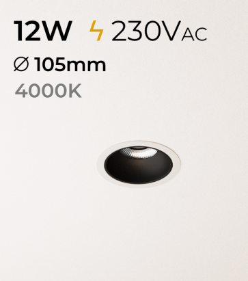 Faretto Tondo da incasso 12W - Colore Nero - 4000K