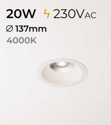 Faretto Tondo da incasso 20W - Colore Bianco - 4000K